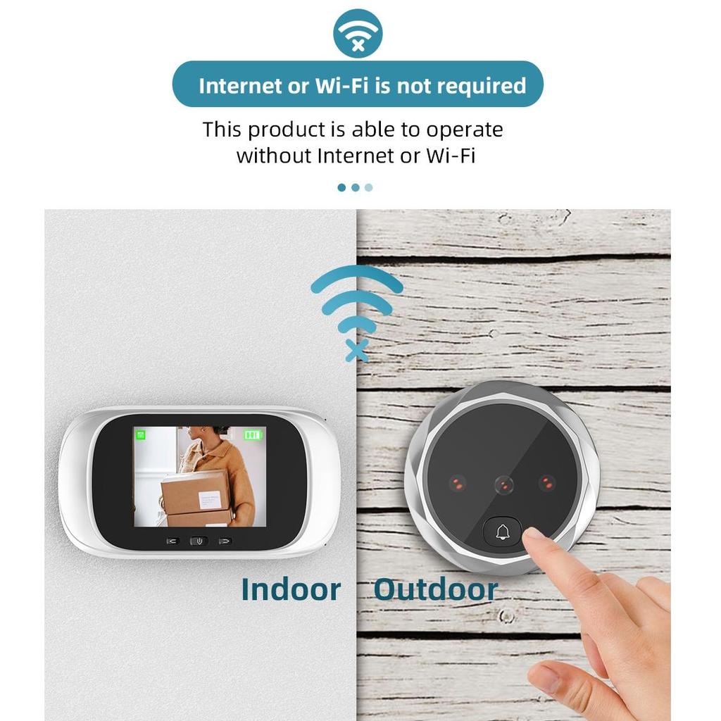 2,8-дюймовый цифровой дверной видеорегистратор, встроенный дверной звонок с ночным видением, электронный глазок и 2,8-дюймовый ЖК-экран AA