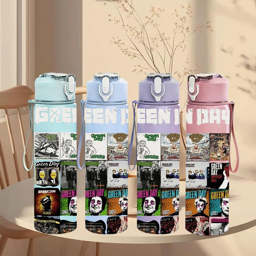 1PC Colorful Collage Photo 750ml sports water bottle leakproof straw lid outdoor office home