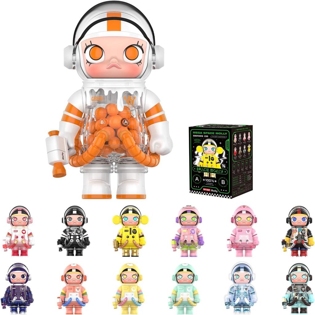 POP MART MEGA Space Molly 100% 2-B Blind Box Figures, Random Design Box for Modern Home Decor, Desk Accessories, 1PC