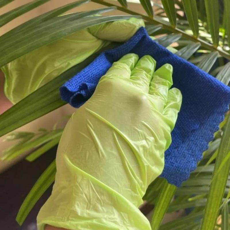 100/50/20 шт. Светло-зеленые нитриловые перчатки для кухни, бытовой уборки, сада, макияжа, одноразовые перчатки, водонепроницаемые рабочие перчатки