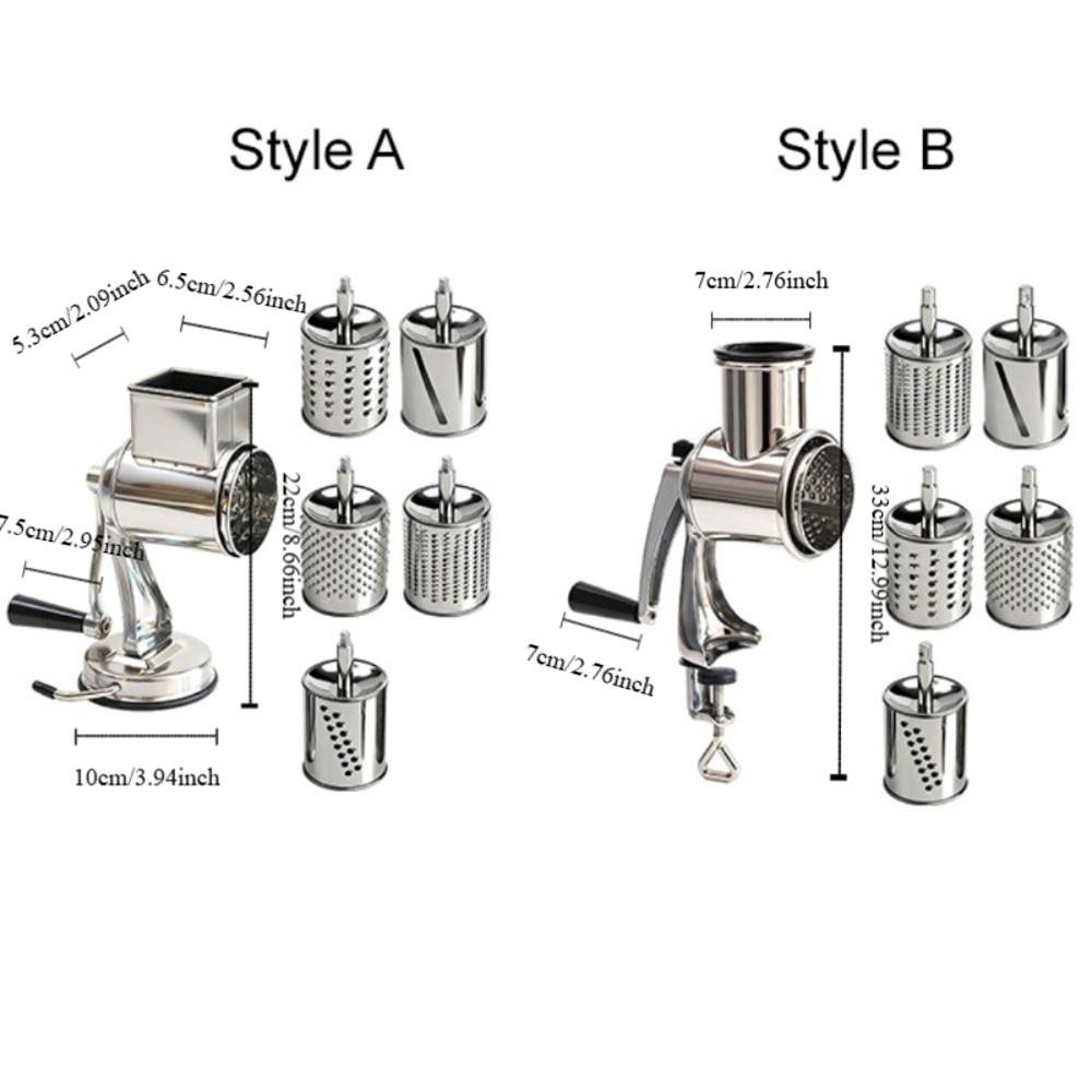 Stainless Steel Cheese Grater with 5 Blades Cheese Shredder Rotary Hand Crank Nut Grinder  Cooking