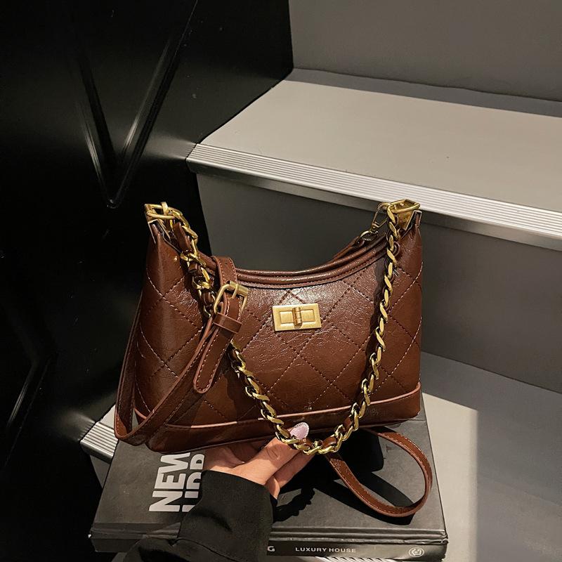 Сумка Женская Повседневная Сумка Кроссбоди 2025 Осень и Зима Новая Мода Сумка на Плечо Ромбовидная Ретро Подмышечная Женская Сумка