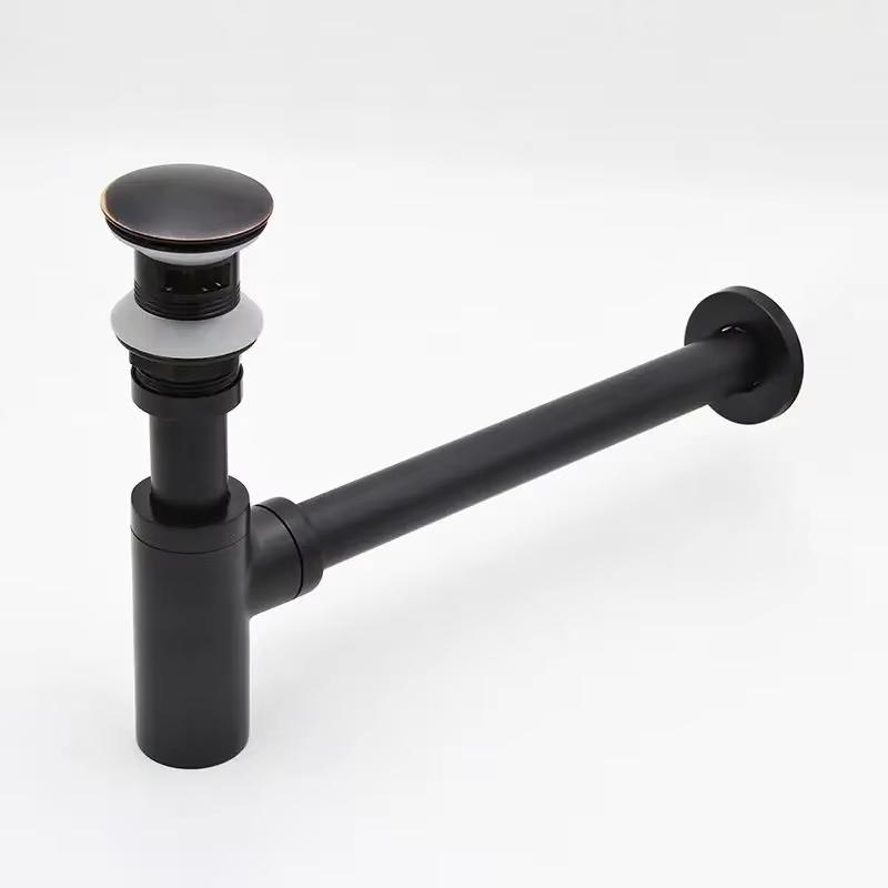 Stainless Steel Brass Black Bathroom Sink Siphon Drains Bottle Trap Pop-up Drain Bathroom Vanity Basin Waste Hardware