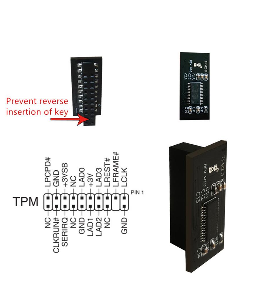 TPM 2.0 Trusted Platform Module Compatible with ASUS TPM-L R2. 0 (20-pin)