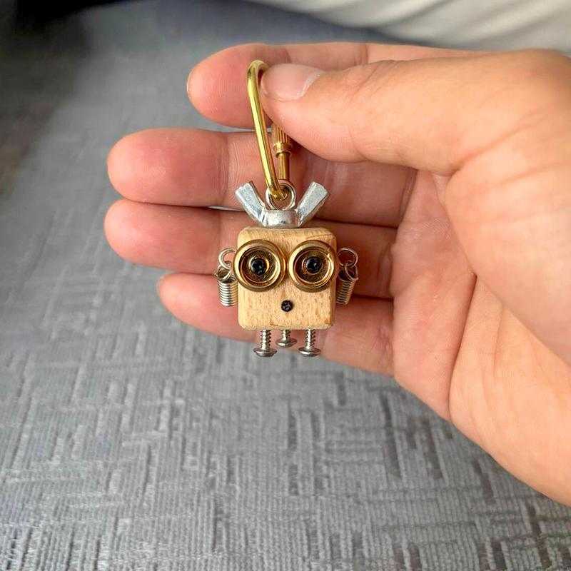 1 шт. Деревянный Металлический Милый Форма Машинки Уникальный Робот Подвеска Креативные Личные Украшения Панк Кошелек Сумка Подвеска Автомобильный Брелок