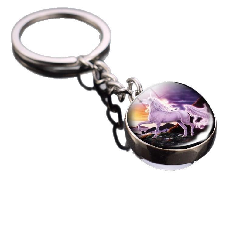 Украшения с узором единорога с круглым шармом из цинкового сплава и стекла для подарка и повседневной носки