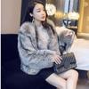 Winter Fashion Women's Artificial Silver Fox Fur Coat Hooded Front Zipper Women's Fluffy Thick Warm Keeping Fake Fur Jacket