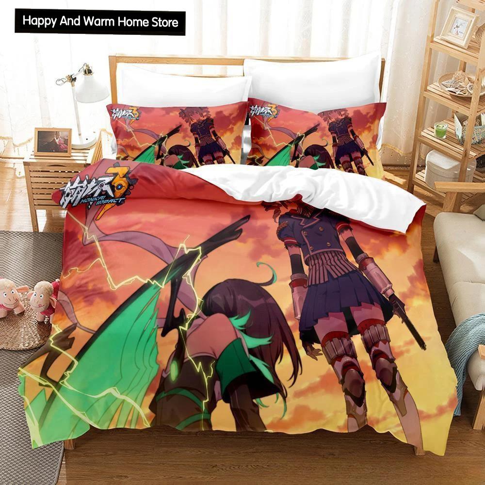 Honkai Impact 3 Bedding Set Anime Duvet Cover Single Twin Full Queen King Size for Adult Boy Bedroom