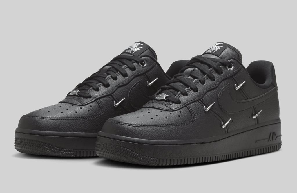 HQ1180-001 Nike Air Force 1 Low Черный Металлический Серебристый (Женский)