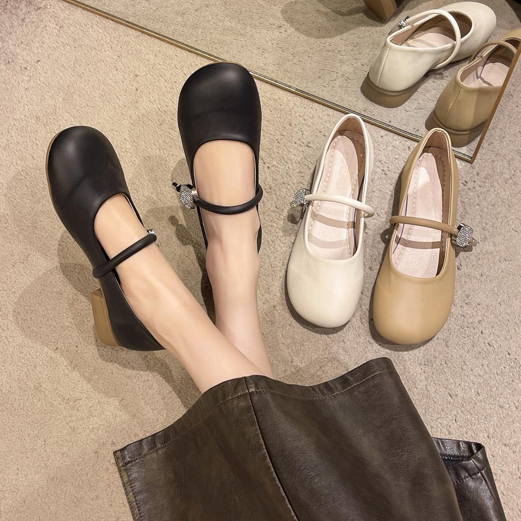 Туфли Мэри Джейн Женские однобортные туфли на толстом каблуке Весна и осень Нежные с юбкой Небольшой вырез Мягкая подошва Соевые бобы Женские туфли Модные женские туфли