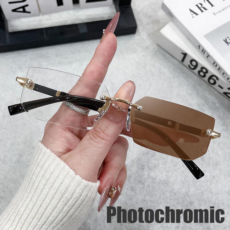 Безободковые прямоугольные фотохромные солнцезащитные очки женские защита от УФ-лучей 400 для улицы, путешествий, уличной фотографии, унисекс, очки-гогглы, солнцезащитные очки