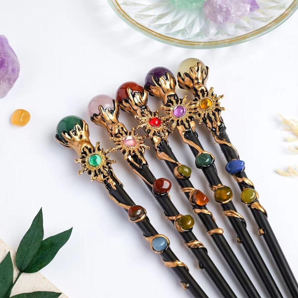 DIY Handmade Crystal Magic Wand Halloween Prop Magic Scepter Creative Fairy Stick Women Girls