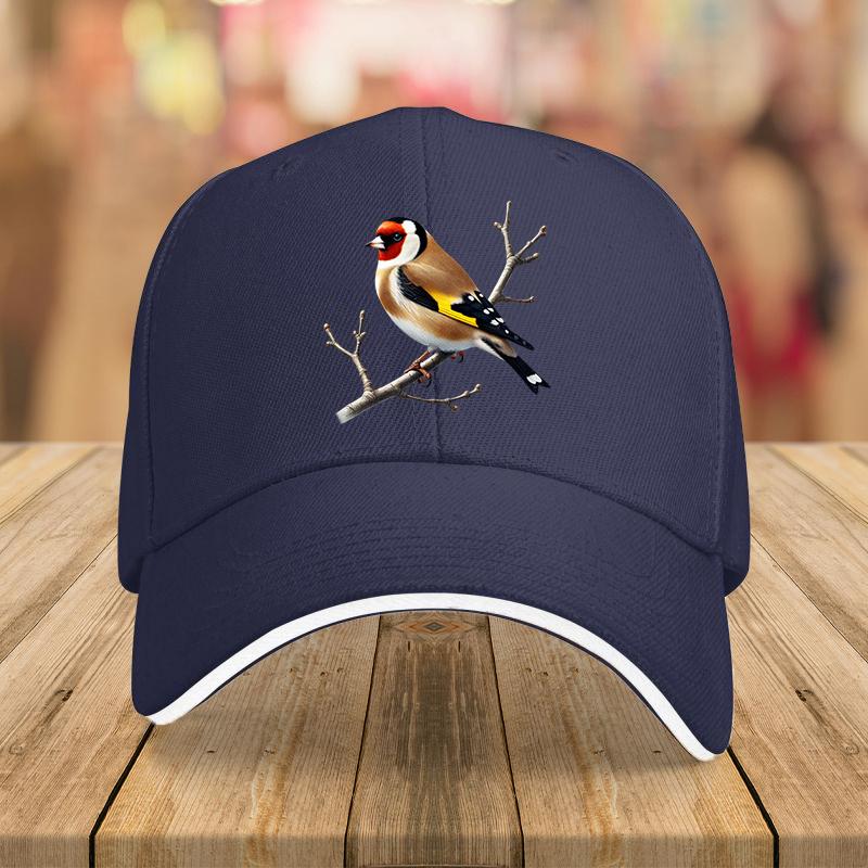 Bird Pattern Cap 1 Unisex Colorful Bird Pattern Baseball Cap in Red Yellow and Black with Adjustable Fashionable Brim