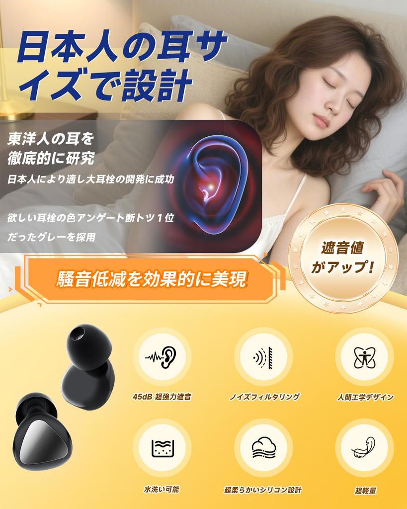 Bizzico Supervised by Sleep Noise Cancelling Eartips for Complete Sound Reduction of Hearing Protection for Live and Washable and 4 Sizes Storage