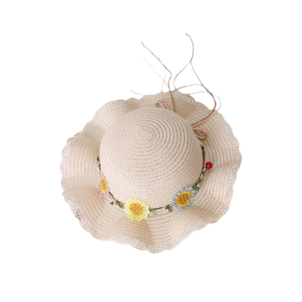 Small Daisy Straw Bag Cap Set Sun Protection Sun Hat Outdoor Fisherman Hat for 2-10 Years Girls
