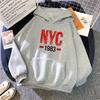 Толстовки с принтом NYC 1983 Новые Осень Зима Повседневные Толстые Мужские Топы Повседневные Свитшоты с Длинным Рукавом Одежда для Активного Отдыха
