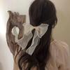 Spring Solid Color Lace Yarn Ribbon Hair Scrunchies Women Bow Elastic Hair Rope Ponytail Holder Girls Hair Ties Accessories