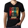 Men's Vintage Tee Shirt Graphic T Shirt V Neck Surf Summer Time JUIST Deep Black