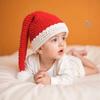 Infant Christmas Knit Photography Hat - Red Long-Tail Styling for Newborn and Children's Photos