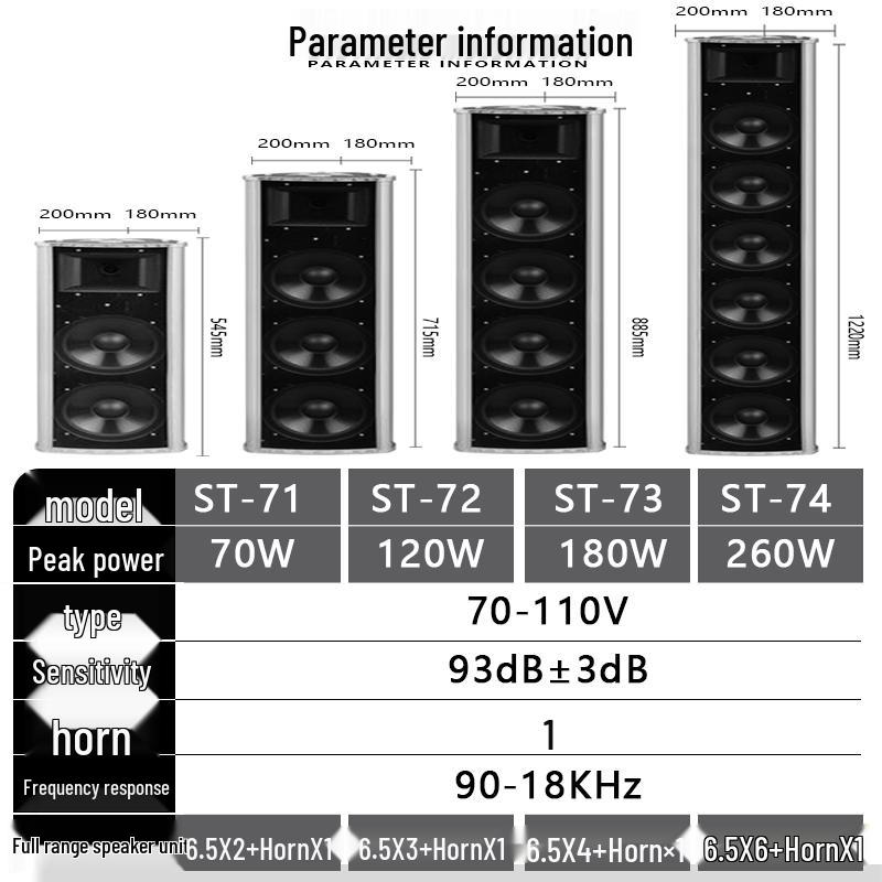 Xiantech 6.5-inch Outdoor PA Column Speaker CN plug (adapter included)