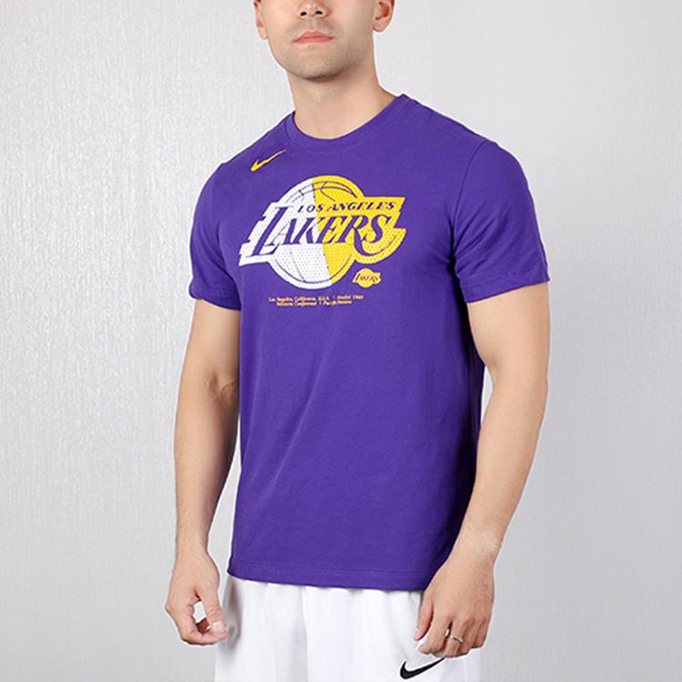 Nike T Shirts Men's Purple Crew Neck Moderate Straight Fit AT0422-547