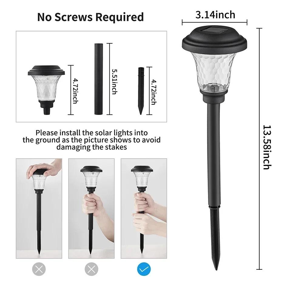2PCs Solar Ground Lights LED Outdoor Landscape Path Lamp Waterproof Solar Garden Lights For Yard Garden Walkway Patio Driveway