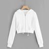 White Zip Up Hoodie Drawstring Long Sleeve Kpop Hooded Sweatshirt Women Kawaii Harajuku Cropped Hoodie Sudaderas Para Mujer