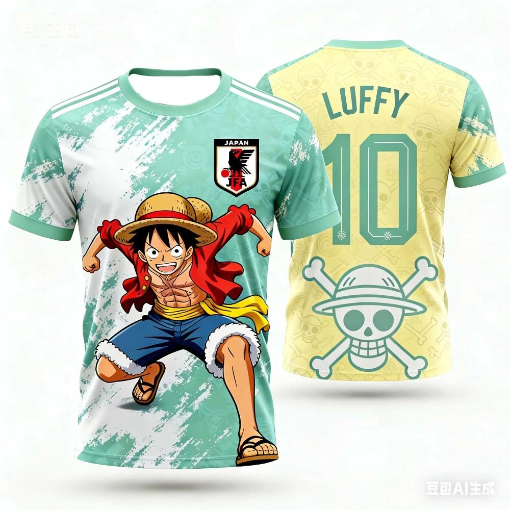 2026 Japan One Piece Luffy Football Jersey T-shirt Kids Football Special Jersey Kit Quick-Drying Sweatshirt
