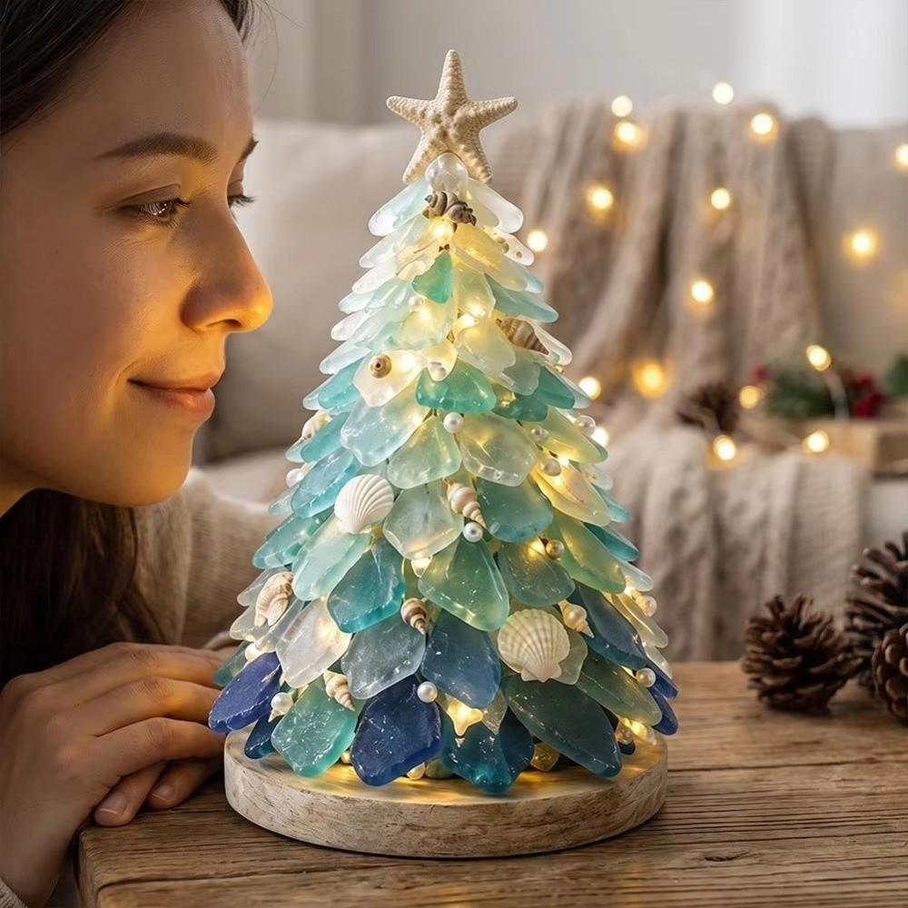 Tabletop Display Sea Glass Christmas Tree DIY Kit Holiday Tabletop Decor Crafts Christmas Decor