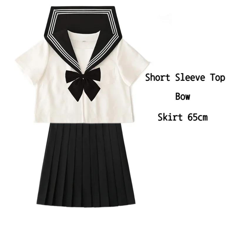 Базовый JK, черный воротник, белые линии, школьная форма, матросские костюмы для девочек, плиссированная юбка, одежда в японском стиле, костюмы аниме COS для женщин