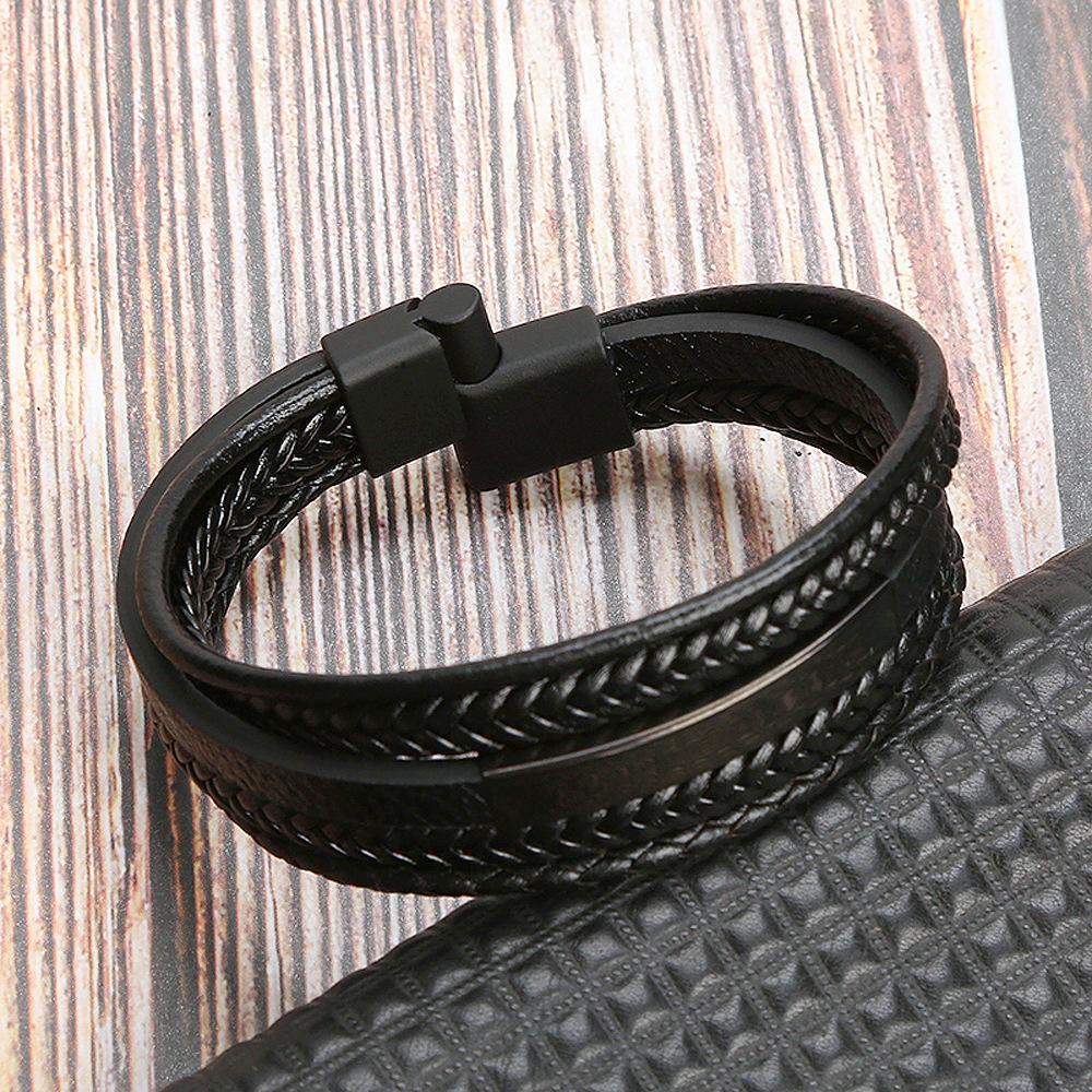 Hand-Woven Leather Bracelet Men Fashion Multi-layer Design Bracelet For Men Jewelry Gift