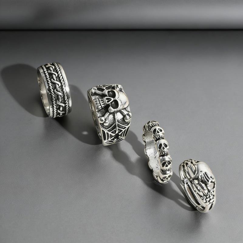 Ретро Панк Череп Сквозное Унисекс Кольцо-Шинка - Европейский и Американский Стиль