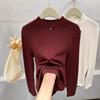 Легкая модная бархатная утолщенная однотонная универсальная рубашка с длинными рукавами для женщин, осенняя новая футболка в иностранном стиле, размер маленький
