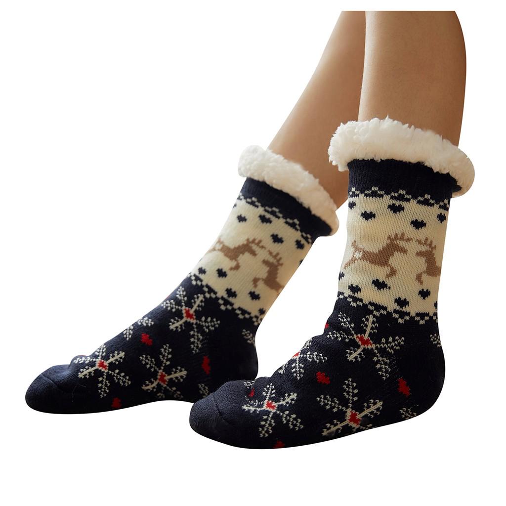 Christmas Women Cotton Socks Print Thicker Anti-slip Floor Socks Carpet Socks