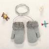 1-4 Years Baby Boys Girls Faux Fur Hanging Neck Cute Cartoon Knitted Mittens Kids Gloves Thick Warm