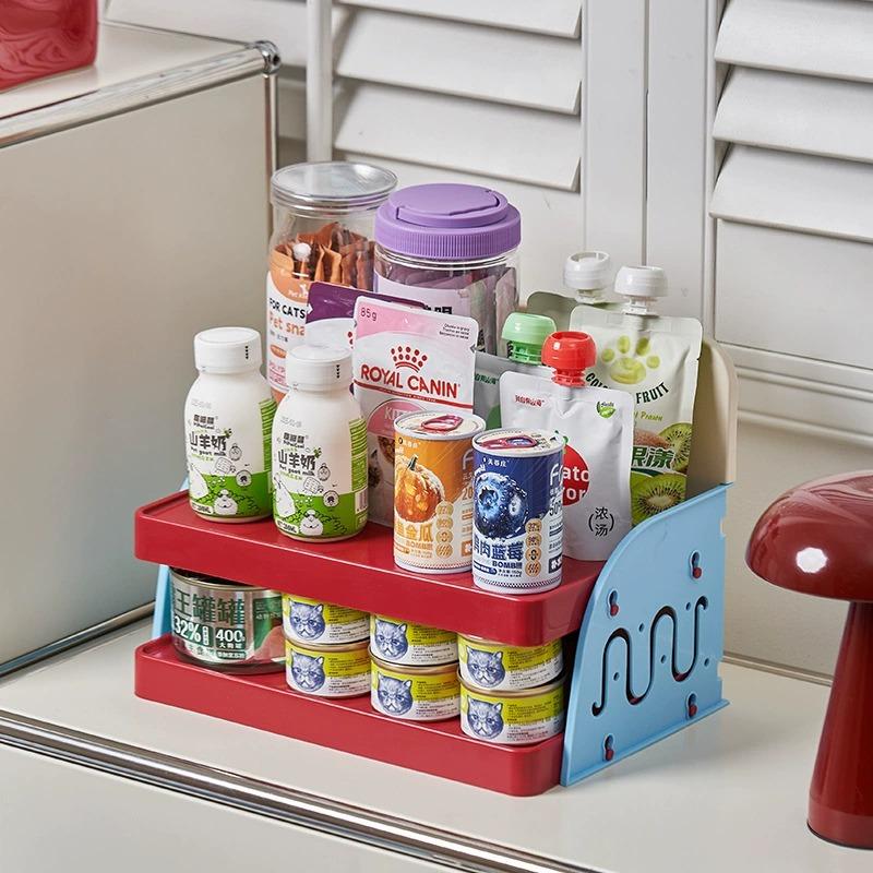 Estante de almacenamiento ajustable para mascotas, organizador de snacks para perros y gatos