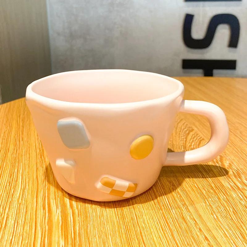 JUSTINLAU Ceramic Mug Cartoon Ice Cream Bear Flower Bird Water Cup Portable Breakfast Coffee Milk Oat Cups Home Office Drinkware