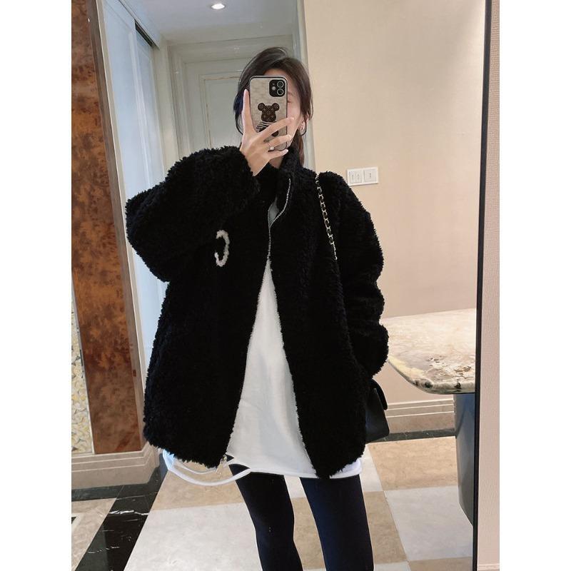 [Color Double-sided Coral Fleece] Fleece Thickened Cardigan Zipper Sweater Women's New Autumn and Winter Outdoor Jacket