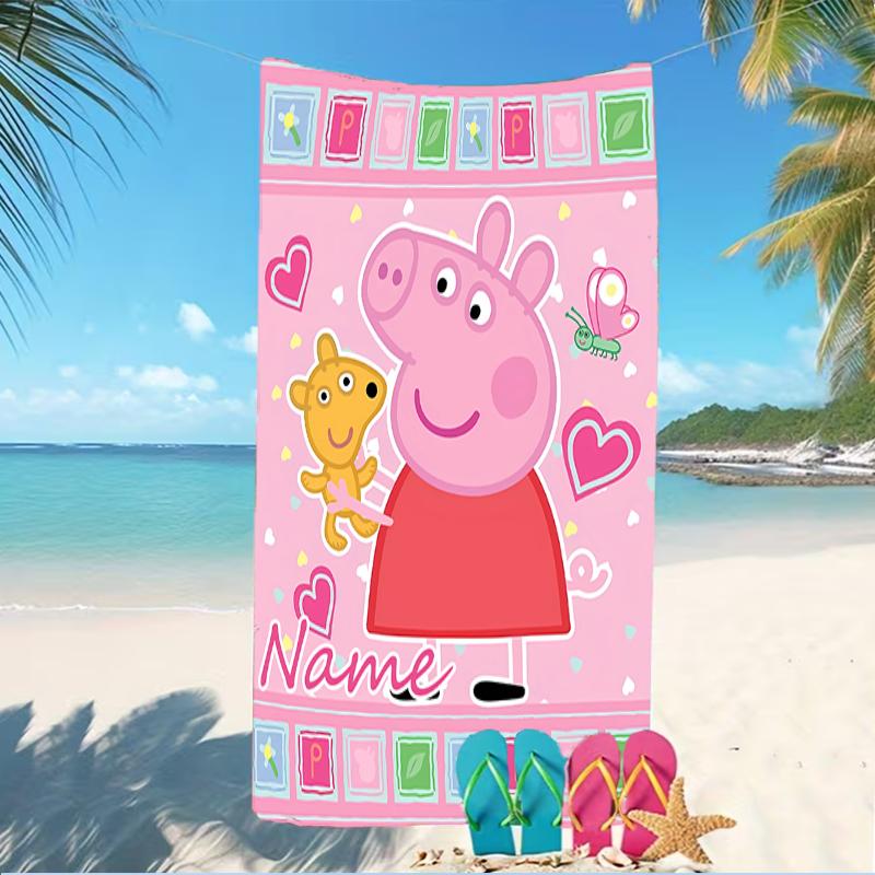 Customizable personalized beach towels Peppa Pig themed designs.Suitable for the beach, yoga, sports;ideal as beach accessories