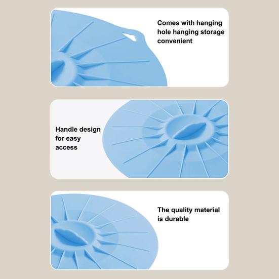 5Pcs Silicone Lid Set for Bowls Pots Microwave Safe Food Covers Multi-Size Leakproof Container Lids with Hanging Holes