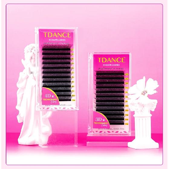 TDANCE M/L Curl 3D/4D/5D W Lashes Eyes 0.07 W Shape Eyelash Extensions 7-14mm Natural Soft Professional Lash 12 Rows