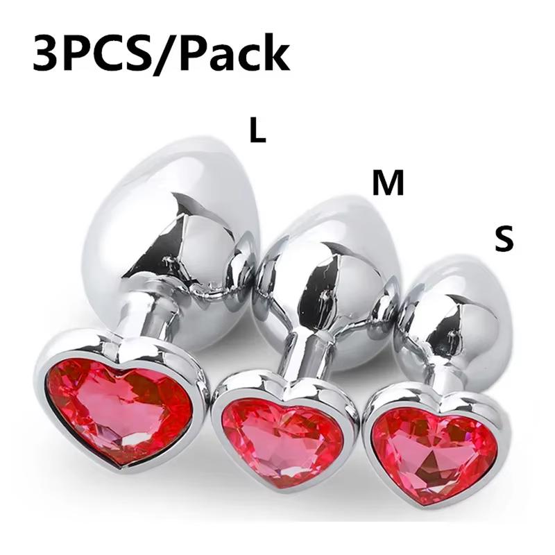 3PCS S/M/L Metal Anal Plug Butt Plug Sex Toy Butt Toy for Women Men Couples Adult Game Masturbator Anal Diamond Sex Shop 18+