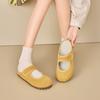 Mary Jane women's shoes spring new comfortable matte leather leather cute Velcro light mouth yellow shoes