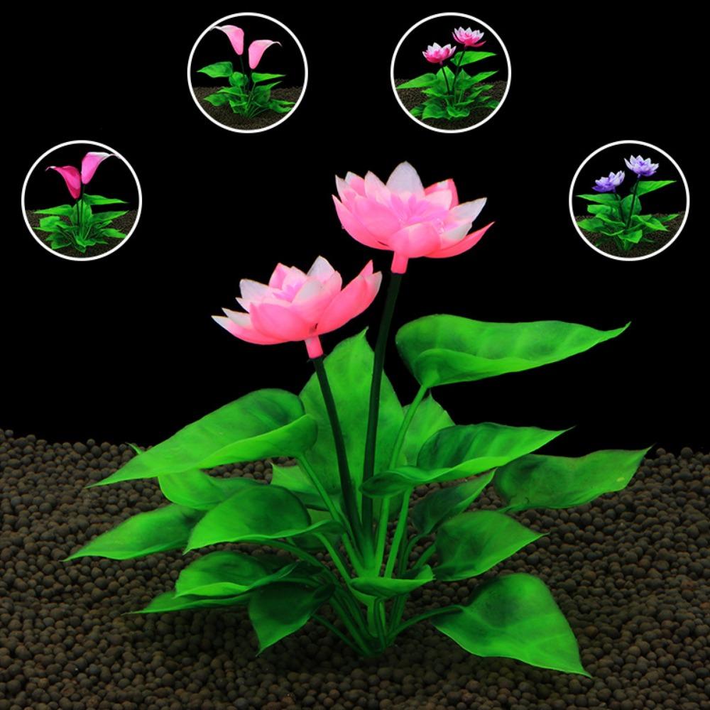 for Fish Tank Decor Beautiful Plasitc Water Grass Artificial Lotus Lotus Ornaments Aquatic Flower