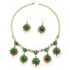 Bohemian Vintage Crystal Rhinestone Necklace and Earrings Set for Women , Geometric Ethnic Style Jewelry