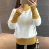 Women Half High Collar Warm Pullover Casual Loose Knitted Sweater Sweaters