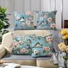 Spring Elements, Birds, Flowers, Branches Pattern pillowcaseBedroom Sofa Decorative Cushion Cover With Zipper Soft Cushion Cover