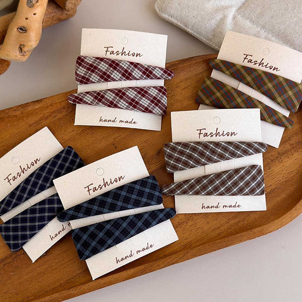 Elegant Sweet Plaid Triangle Hair Clip Simple Side BB Clip Versatile Bangs Hair Accessories For Women