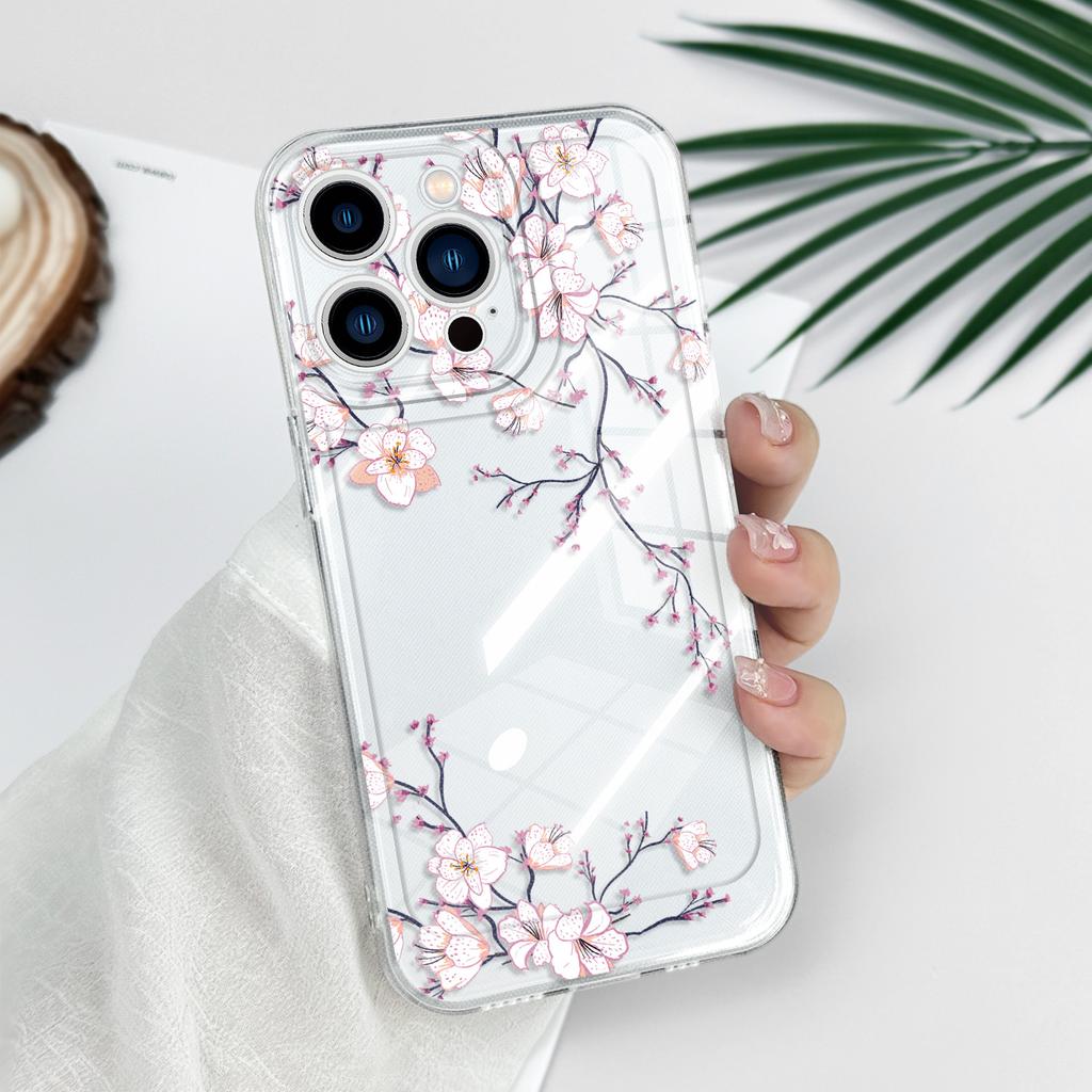 Flower Dance Transparent Phone Case For iPhone 13 12 11 X XR XS 8 7 6 Pro Max Plus Mini Soft TPU Cover