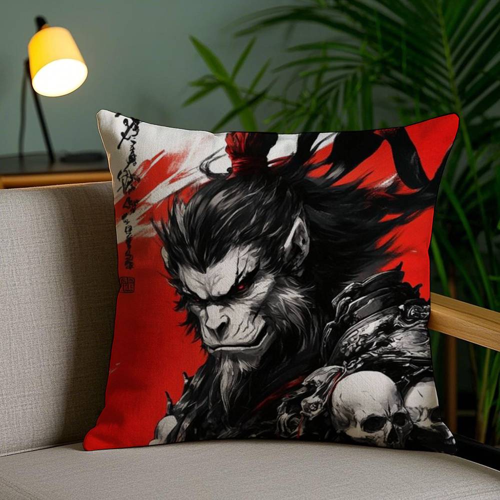 Чехол на подушку Black Myth Wukong для дома, общежития, спинки стула, короткий плюш, двусторонняя печать, подушка для дневного сна в офисе